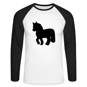 poney - T-shirt baseball manches longues Homme - blanc/noir - Devant - Nik (191cm)