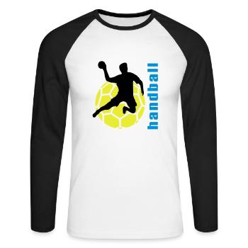 handball - Unisex Long Sleeve Baseball T-Shirt - white/black - Front - Nik (191cm)