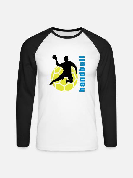 handball - Unisex Long Sleeve Baseball T-Shirt - white/black