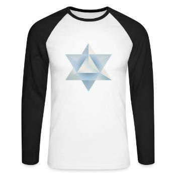 Merkaba - Unisex Baseballshirt langarm - Weiß/Schwarz - Vorne - Nik (191cm)