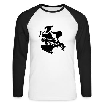 Rügen - Unisex Baseballshirt langarm - Weiß/Schwarz - Vorne - Nik (191cm)
