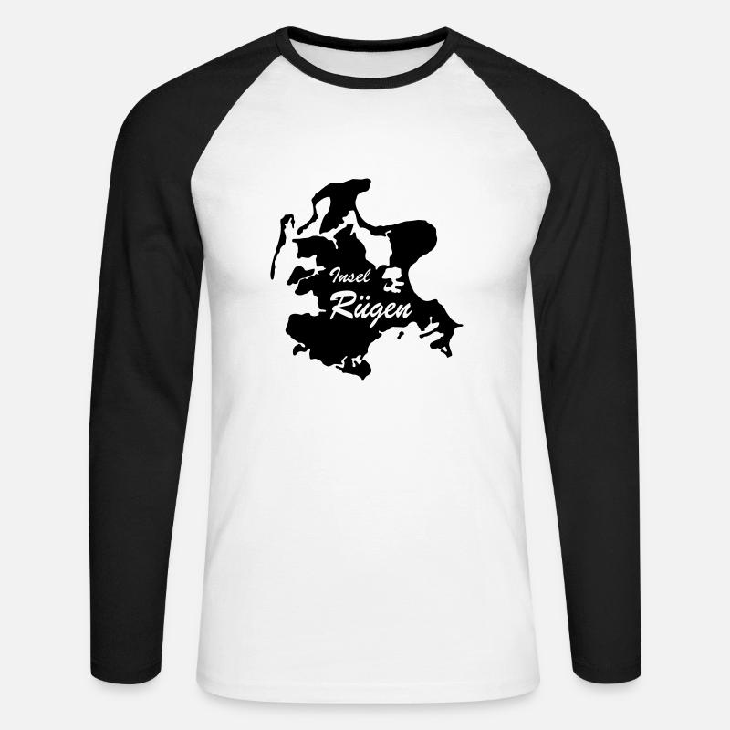 Rügen - Unisex Baseballshirt langarm - Weiß/Schwarz