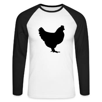 poulet - T-shirt baseball manches longues Homme - blanc/noir - Devant - Nik (191cm)