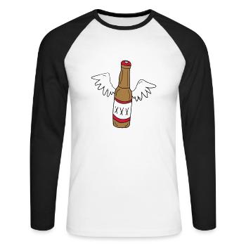 Engels Bier - Unisex Baseballshirt langarm - Weiß/Schwarz - Vorne - Nik (191cm)
