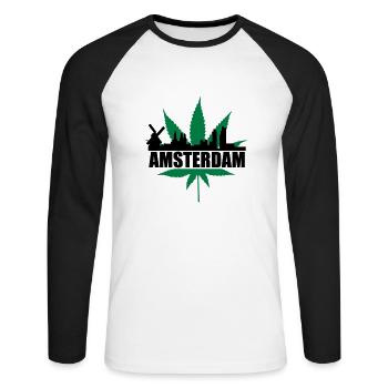 amsterdam skyline - Unisex Long Sleeve Baseball T-Shirt - white/black - Front - Nik (191cm)
