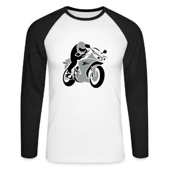 Motards / moto racer (2c) - T-shirt baseball manches longues Homme - blanc/noir - Devant - Nik (191cm)