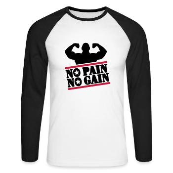pain_bodybuilding_f2 - T-shirt baseball manches longues Homme - blanc/noir - Devant - Nik (191cm)