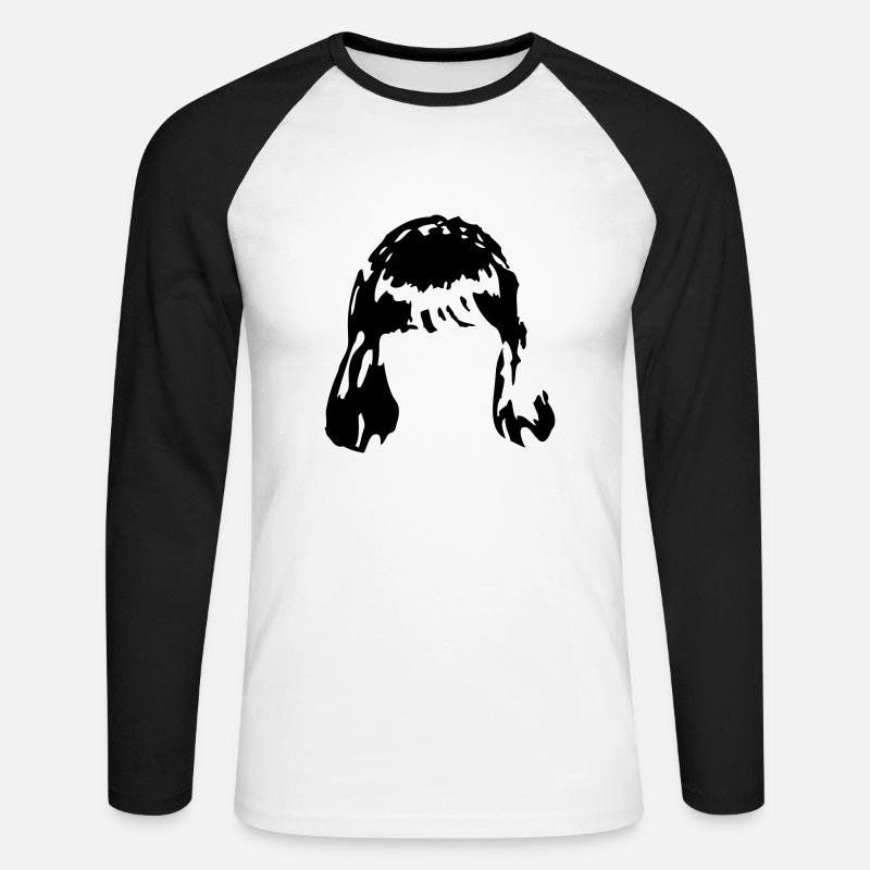 Haarperücke Haar wig1 - Unisex Baseballshirt langarm - Weiß/Schwarz