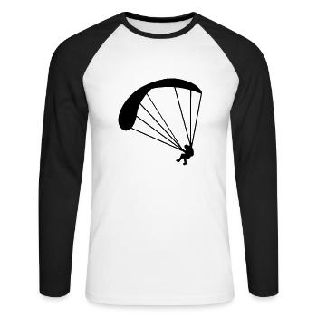 gleitschirm - Unisex Baseballshirt langarm - Weiß/Schwarz - Vorne - Nik (191cm)