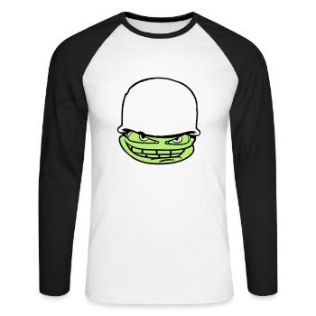 gesicht kopf soldat tarnmuster krieg armee army ve - Unisex Baseballshirt langarm - Weiß/Schwarz - Vorne - Nik (191cm)