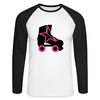 roller skate - Unisex Long Sleeve Baseball T-Shirt - white/black - Front - Nik (191cm)