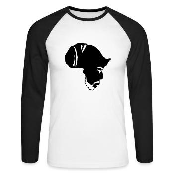 Africa rasta - T-shirt baseball manches longues Homme - blanc/noir - Devant - Nik (191cm)
