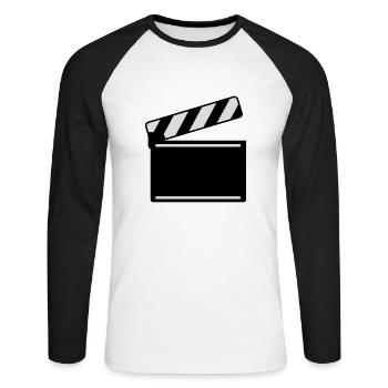 filmklappe__f2 - T-shirt baseball manches longues Homme - blanc/noir - Devant - Nik (191cm)