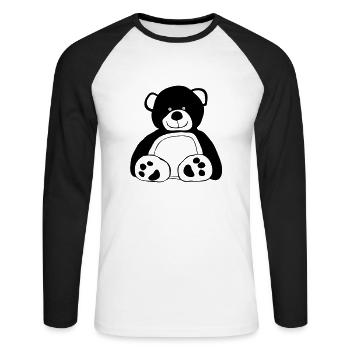 Teddy Bear - T-shirt baseball manches longues Homme - blanc/noir - Devant - Nik (191cm)