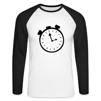 uhr - Unisex Baseballshirt langarm - Weiß/Schwarz - Vorne - Nik (191cm)