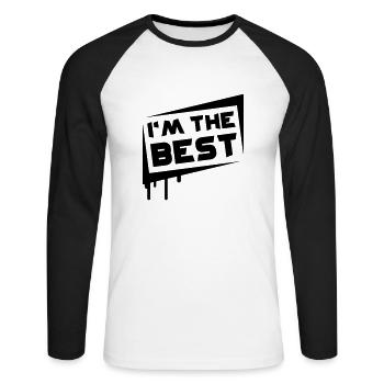 I'm The Best - Unisex Baseballshirt langarm - Weiß/Schwarz - Vorne - Nik (191cm)