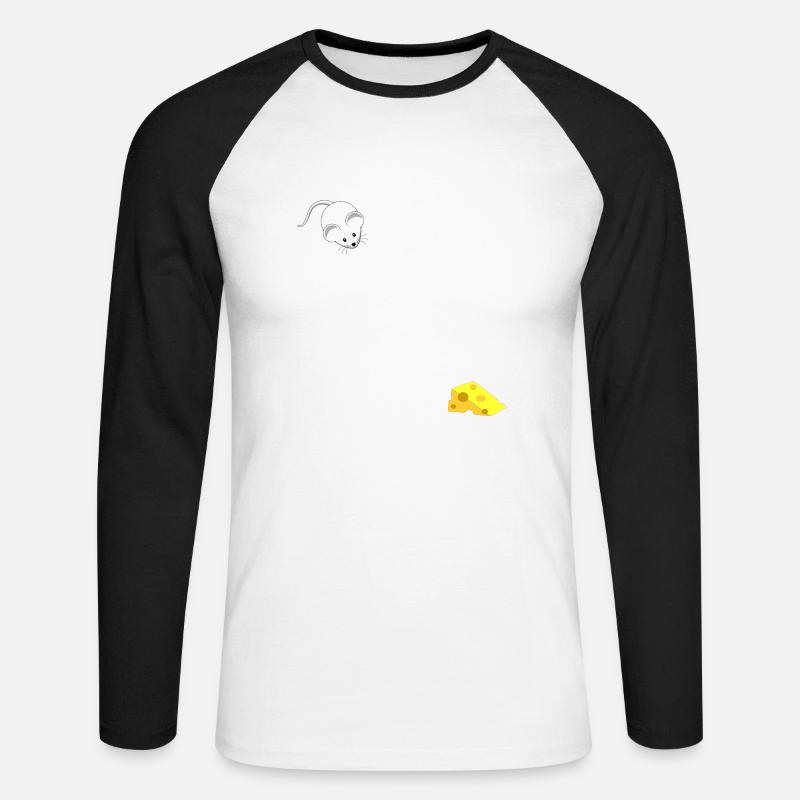 Mäuse Käse - Unisex Baseballshirt langarm - Weiß/Schwarz