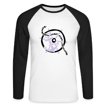 Anker Seemann Anchor Sailor Tattoo Oldschool SOS - Unisex Baseballshirt langarm - Weiß/Schwarz - Vorne - Nik (191cm)