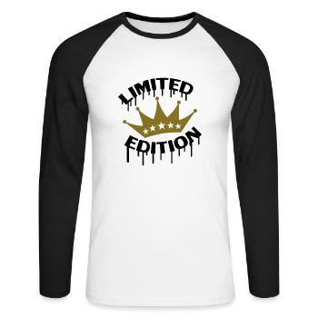 Limited Edition Crown - T-shirt baseball manches longues Homme - blanc/noir - Devant - Nik (191cm)