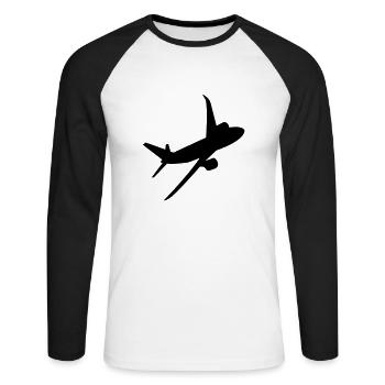 flugzeug - T-shirt baseball manches longues Homme - blanc/noir - Devant - Nik (191cm)