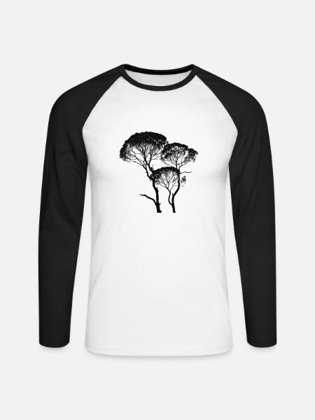 Trees Branches Africa Africa - Unisex Long Sleeve Baseball T-Shirt - white/black