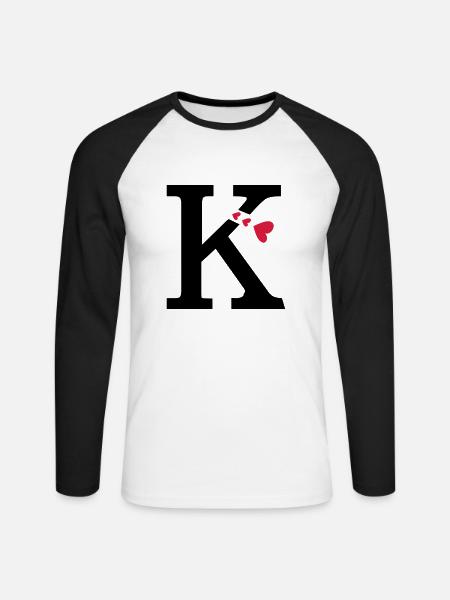 Capital letter K with hearts - Unisex Long Sleeve Baseball T-Shirt - white/black