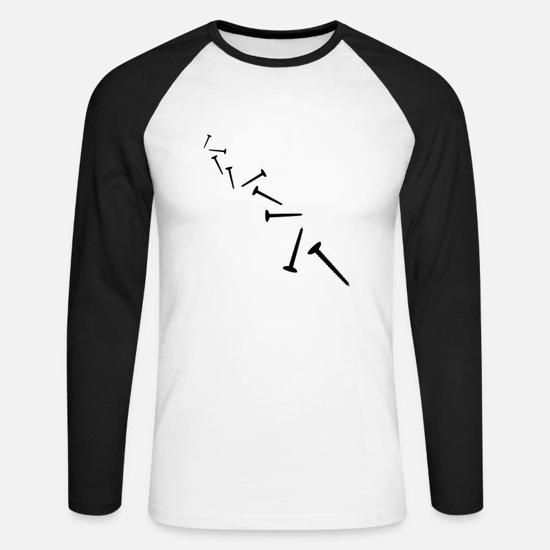 Screws Pattern - Unisex Long Sleeve Baseball T-Shirt - white/black