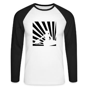 DeeJay - T-shirt baseball manches longues Homme - blanc/noir - Devant - Nik (191cm)