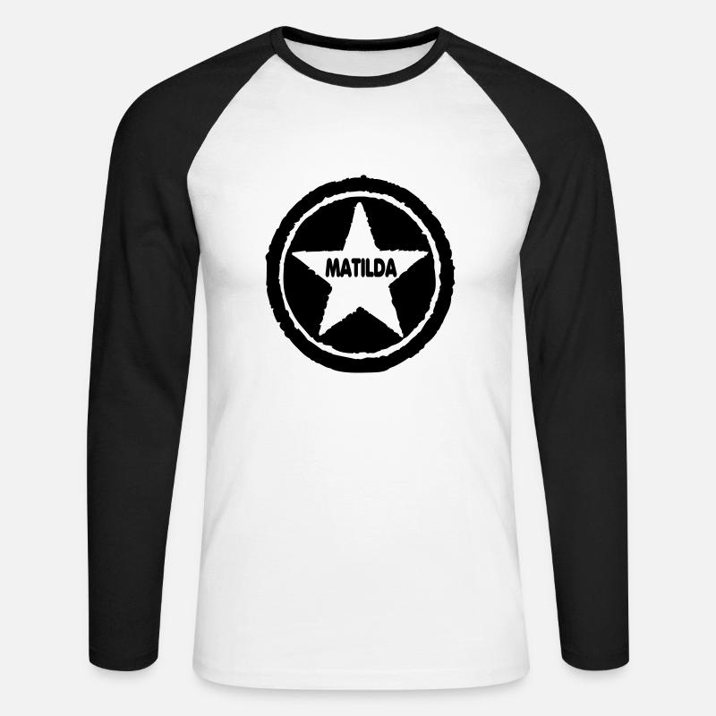 Matilda - Unisex Baseballshirt langarm - Weiß/Schwarz