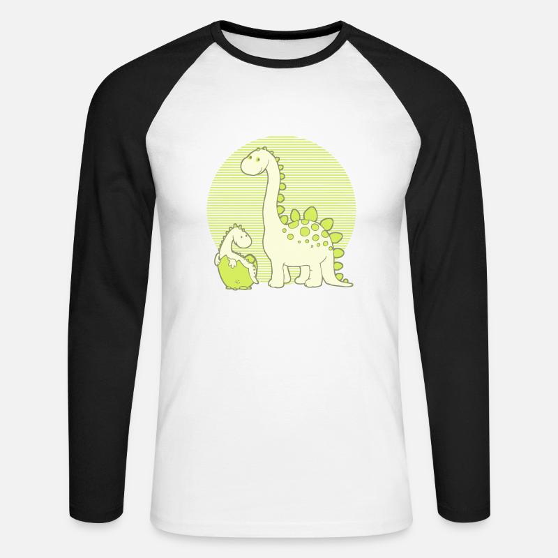 Dinosaur Mom with Hatching Egg - Unisex Baseballshirt langarm - Weiß/Schwarz