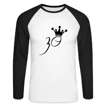Couronne Roi Reine 30 princesse - T-shirt baseball manches longues Homme - blanc/noir - Devant - Nik (191cm)
