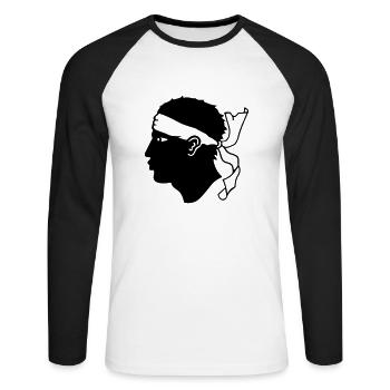 corse - T-shirt baseball manches longues Homme - blanc/noir - Devant - Nik (191cm)