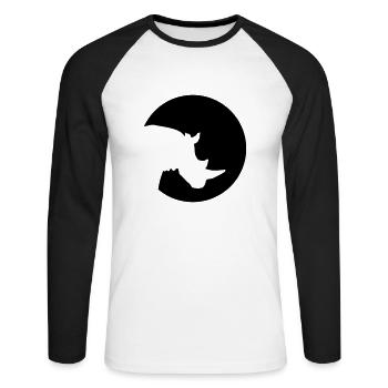 Nashorn - Unisex Baseballshirt langarm - Weiß/Schwarz - Vorne - Nik (191cm)