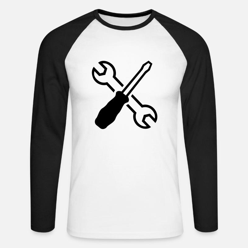 Werkzeug - Unisex Baseballshirt langarm - Weiß/Schwarz
