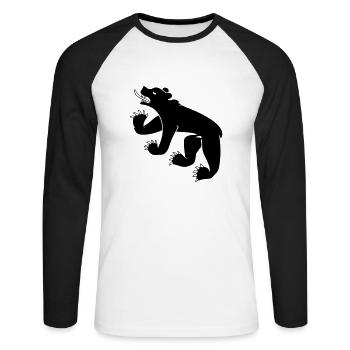 Zeichnung einer Bärensymbolflagge von Bern Schweiz - Unisex Baseballshirt langarm - Weiß/Schwarz - Vorne - Nik (191cm)