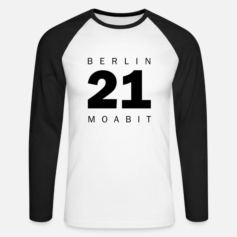 Moabit - Unisex Baseballshirt langarm - Weiß/Schwarz