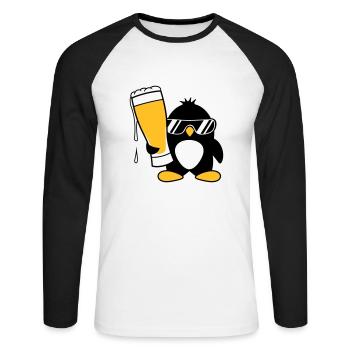 penguin sunglasses party celebrate beer alcohol gla - Unisex Long Sleeve Baseball T-Shirt - white/black - Front - Nik (191cm)