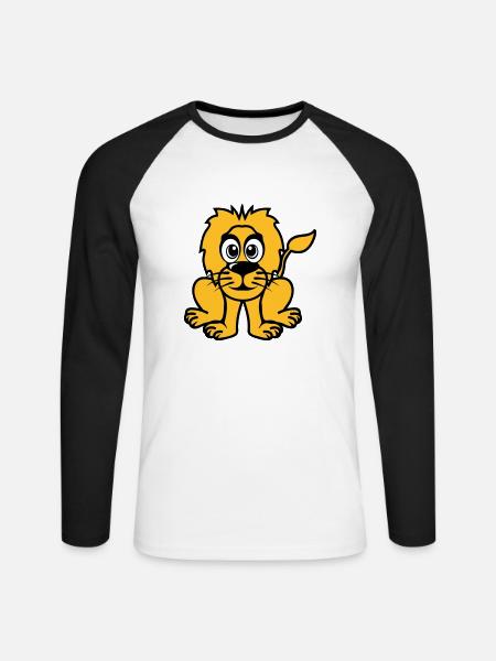 lion animals drawing - Unisex Long Sleeve Baseball T-Shirt - white/black