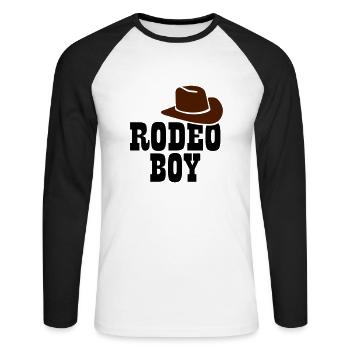 Rodeo Boy - T-shirt baseball manches longues Homme - blanc/noir - Devant - Nik (191cm)
