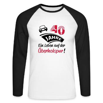 spur_40 - Unisex Baseballshirt langarm - Weiß/Schwarz - Vorne - Nik (191cm)