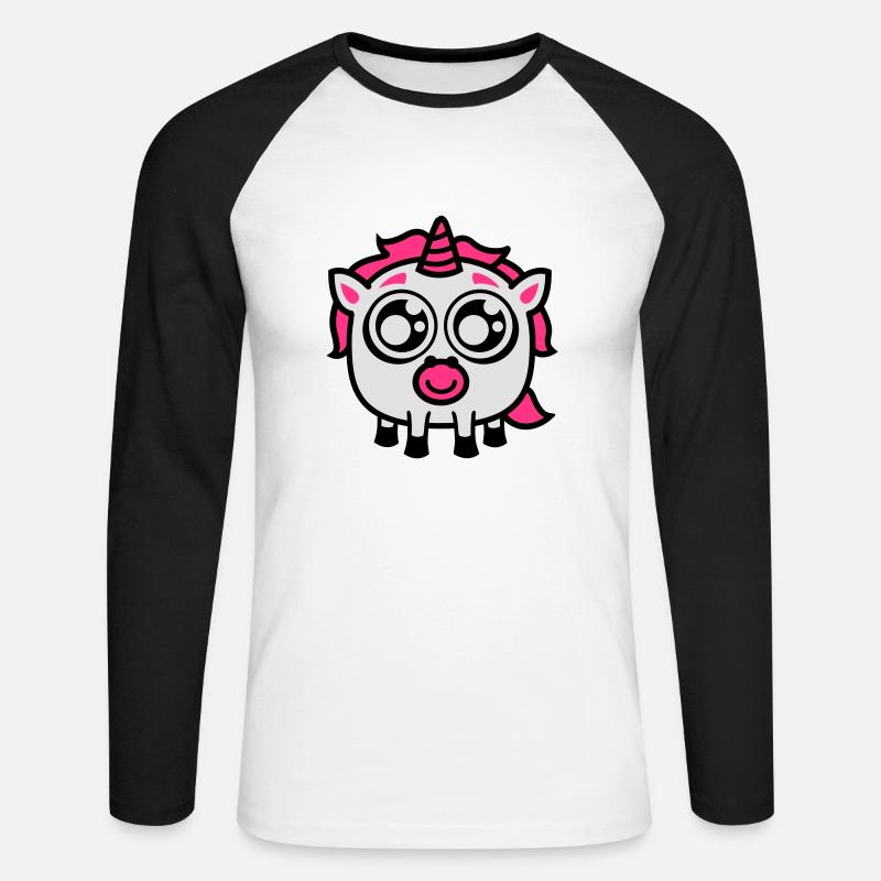 Glupschi Einhorn - Unisex Baseballshirt langarm - Weiß/Schwarz