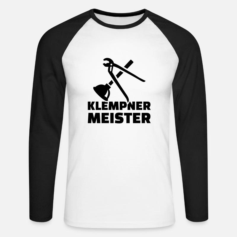 Klempner - Unisex Baseballshirt langarm - Weiß/Schwarz