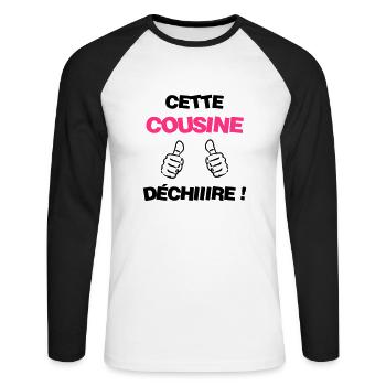 Cousin Kusine Cousin Cousine Baby Family - Unisex Long Sleeve Baseball T-Shirt - white/black - Front - Nik (191cm)