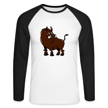 wildschwein frais doux drôle - T-shirt baseball manches longues Homme - blanc/noir - Devant - Nik (191cm)