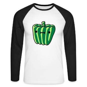 sweet peppers with face delicious vegetables cute le - Unisex Long Sleeve Baseball T-Shirt - white/black - Front - Nik (191cm)