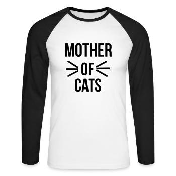 Mother of cats - T-shirt baseball manches longues Homme - blanc/noir - Devant - Nik (191cm)