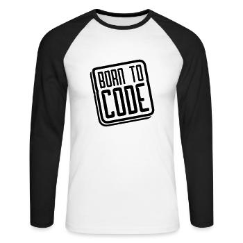 logo né au code - T-shirt baseball manches longues Homme - blanc/noir - Devant - Nik (191cm)