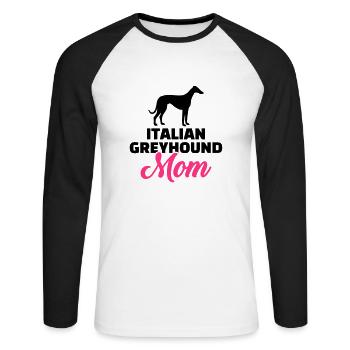 Italian Greyhound - Unisex Baseballshirt langarm - Weiß/Schwarz - Vorne - Nik (191cm)