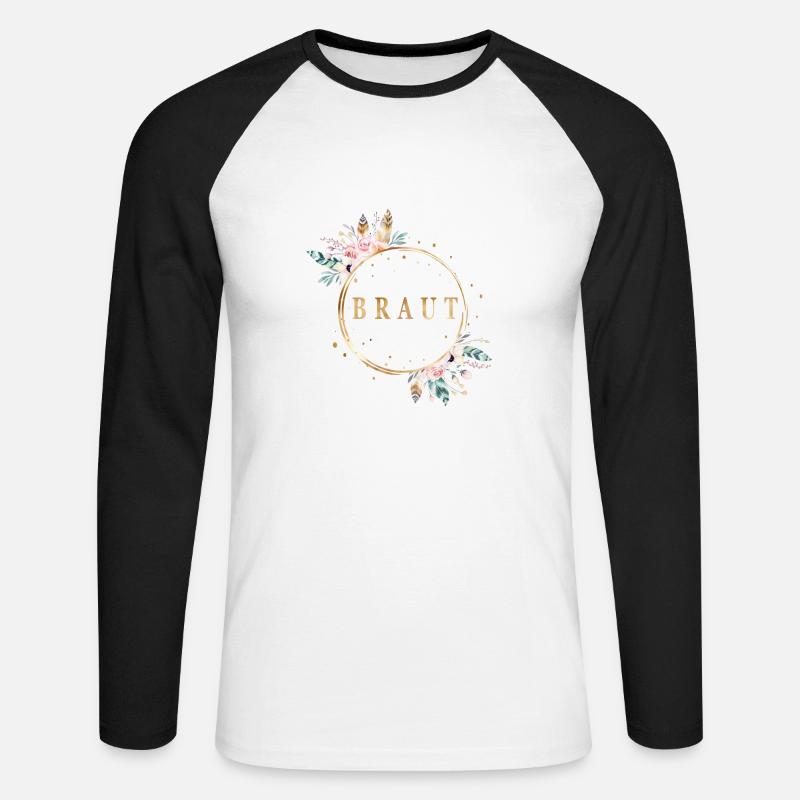 boho_braut - Unisex Baseballshirt langarm - Weiß/Schwarz