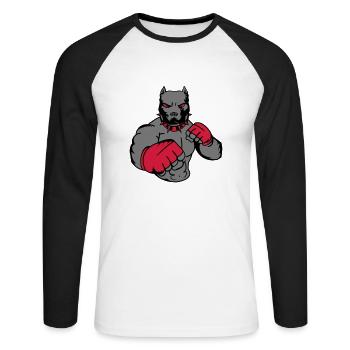 dog_fighter_002 - Unisex Baseballshirt langarm - Weiß/Schwarz - Vorne - Nik (191cm)